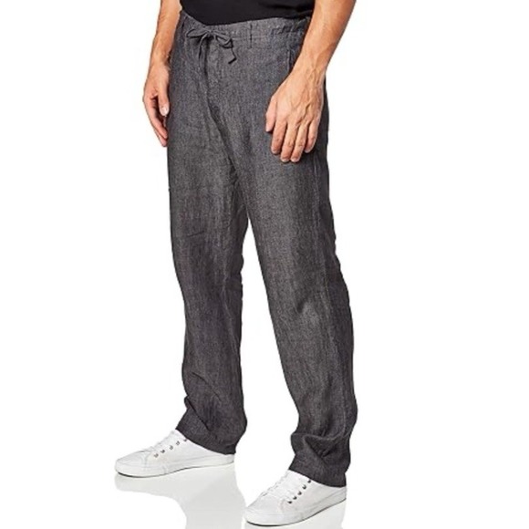 Perry Ellis Men Size 36 X 32 100% Linen Drawstring Pants Slate Principles Gray - Picture 1 of 10